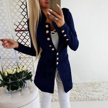 Load image into Gallery viewer, Women's Jaclet Gold Buttons Double Breasted Jackets Solid Outerwear Slim Fit Coat