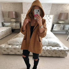 Load image into Gallery viewer, Lossky Women Zipper Hoodie Jackets Long-sleeved Spring Autumn Warm Plush Long Coats Pocket Loose Lady Coats Big Size Streetwear