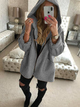 Load image into Gallery viewer, Lossky Women Zipper Hoodie Jackets Long-sleeved Spring Autumn Warm Plush Long Coats Pocket Loose Lady Coats Big Size Streetwear