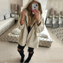 Load image into Gallery viewer, Lossky Women Zipper Hoodie Jackets Long-sleeved Spring Autumn Warm Plush Long Coats Pocket Loose Lady Coats Big Size Streetwear