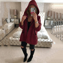 Load image into Gallery viewer, Lossky Women Zipper Hoodie Jackets Long-sleeved Spring Autumn Warm Plush Long Coats Pocket Loose Lady Coats Big Size Streetwear