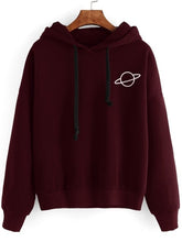 Load image into Gallery viewer, Women Hoodies Planet Print Casual Solid Loose Drawstring Sweatshirt Fashion Long Sleeve Hooded 2019 Autumn Female Pullover