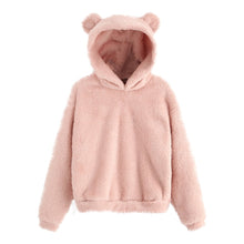 Load image into Gallery viewer, Fluffy Velvet Long Sleeve Fleece Sweatshirt Autumn Winter Women's Warm Bear Shape Fuzzy Hoodie Pullover Hoody Sweatshirts Mujer