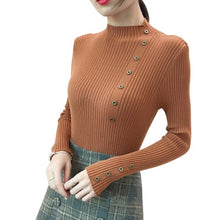 Load image into Gallery viewer, Women Elegant New Style Fashion Design Neck Long Sleeve Knit Sweater Turtleneck Sweater Bottoming Shirt Slim Long-Sleeved