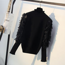 Load image into Gallery viewer, Spring Autumn Loose Jumper Fashion Flowers Sleeves Sweater and Pullover Femme Pull Ruffled Collar Knitted Women Sweater