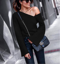 Load image into Gallery viewer, long sleeves Off Shoulder Sweater  with round collar Pullover Knit Jumper Womens     ouc461