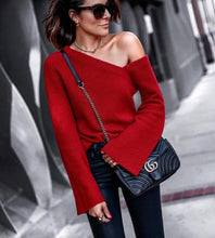 Load image into Gallery viewer, long sleeves Off Shoulder Sweater  with round collar Pullover Knit Jumper Womens     ouc461