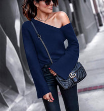 Load image into Gallery viewer, long sleeves Off Shoulder Sweater  with round collar Pullover Knit Jumper Womens     ouc461