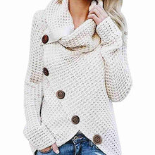 Load image into Gallery viewer, Kureas Women Knitted Sweater Turtleneck Winter Autumn Pullovers Casual Long Sleeve Jersey Top Cross Breasted Rough Needle