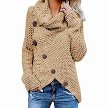 Load image into Gallery viewer, Kureas Women Knitted Sweater Turtleneck Winter Autumn Pullovers Casual Long Sleeve Jersey Top Cross Breasted Rough Needle