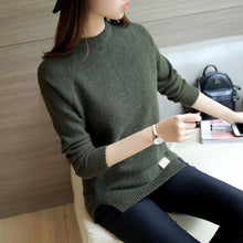 Load image into Gallery viewer, 2019 New Winter Round Neck Pullover Sweater Women Korean Long Sleeve Loose Thin Split Knitted Sweater Female Quality Jumper Tops