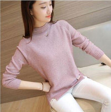 Load image into Gallery viewer, 2019 New Winter Round Neck Pullover Sweater Women Korean Long Sleeve Loose Thin Split Knitted Sweater Female Quality Jumper Tops